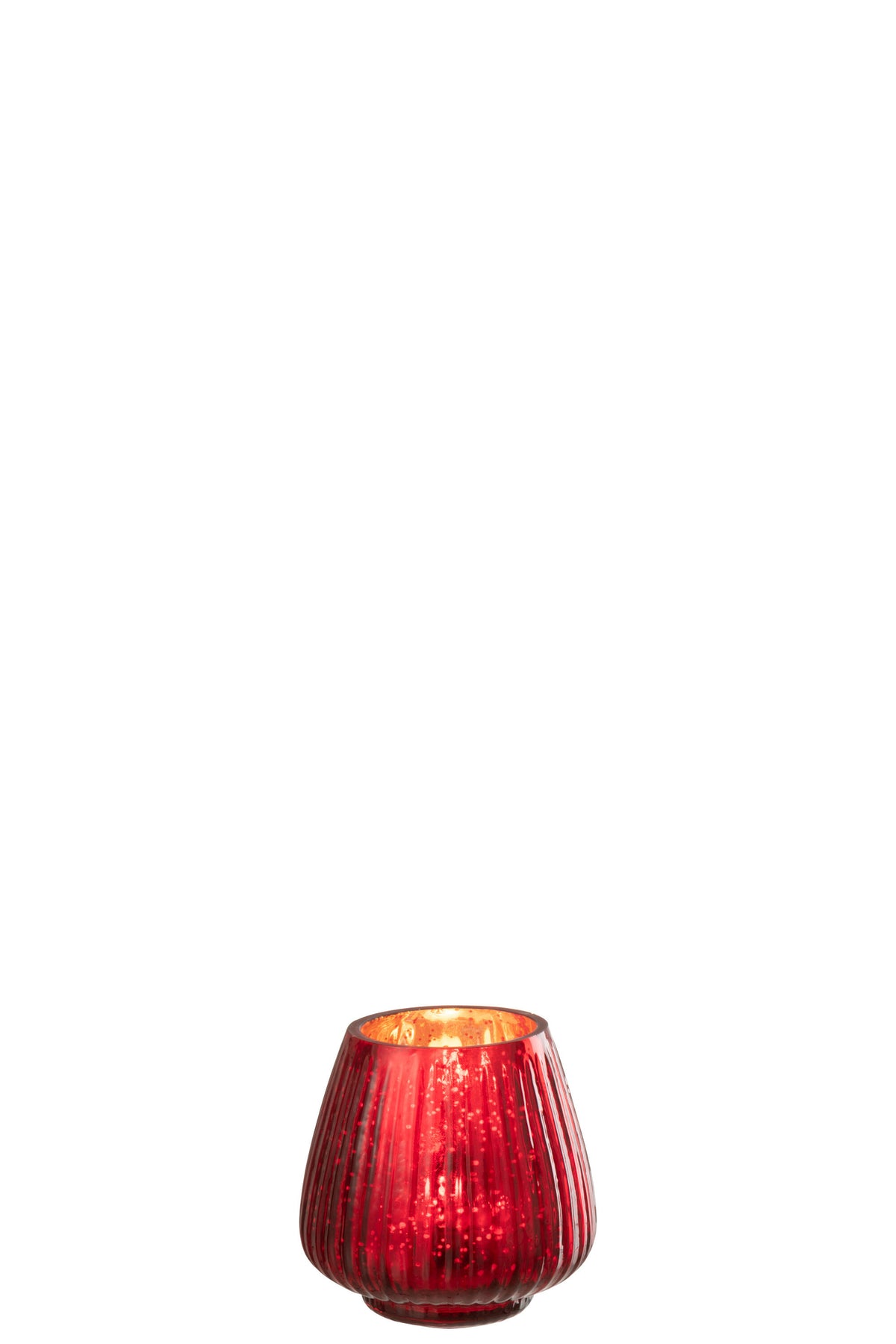 Tealight Holder Ribbed Glass Red - Tuincentrum Lopik