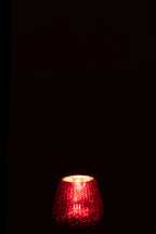Tealight Holder Ribbed Glass Red - Tuincentrum Lopik