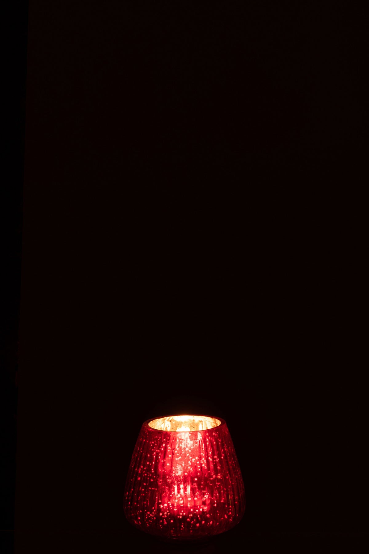 Tealight Holder Ribbed Glass Red - Tuincentrum Lopik