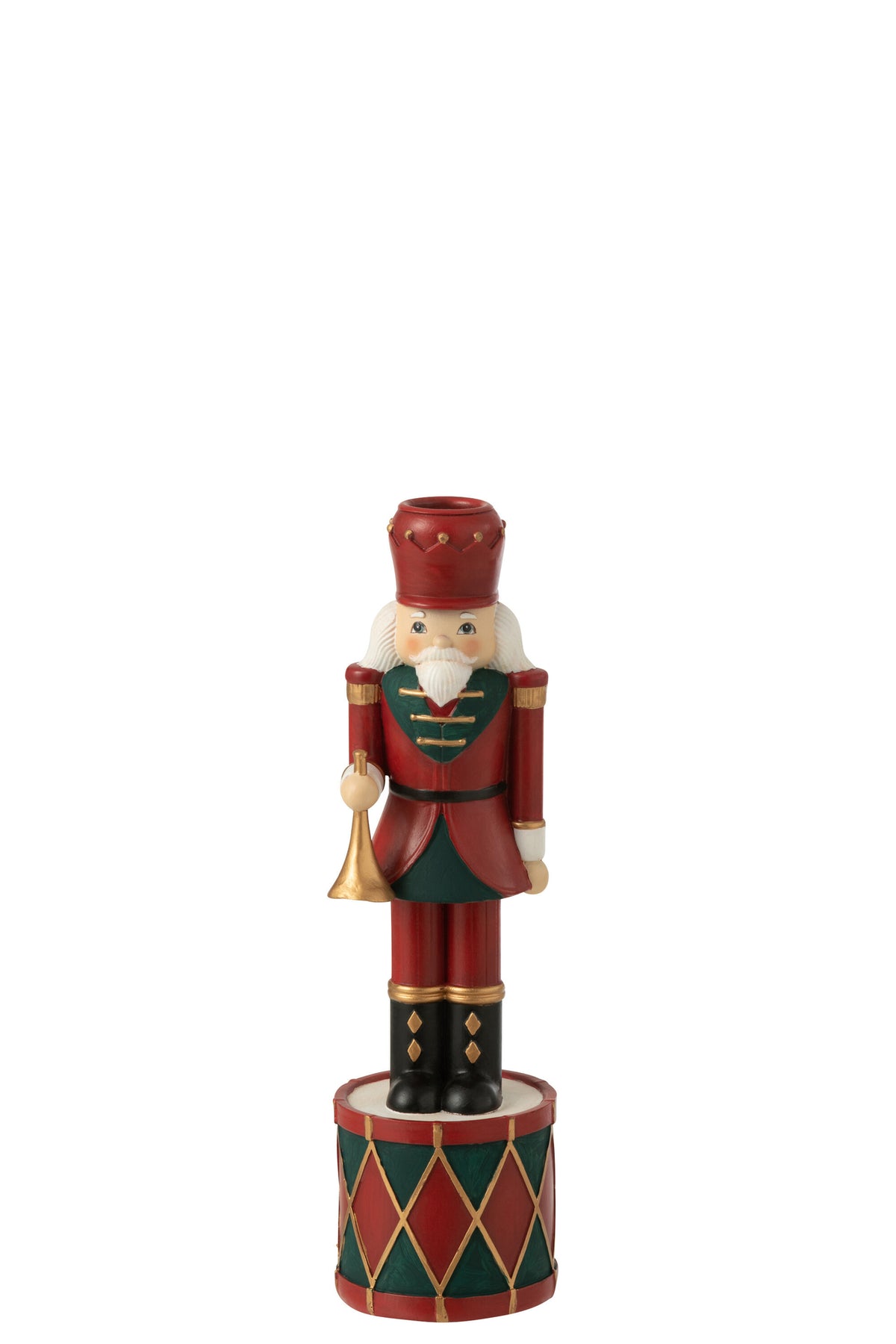 Candleholder Nutcracker Resin Red/Green Small - Tuincentrum Lopik
