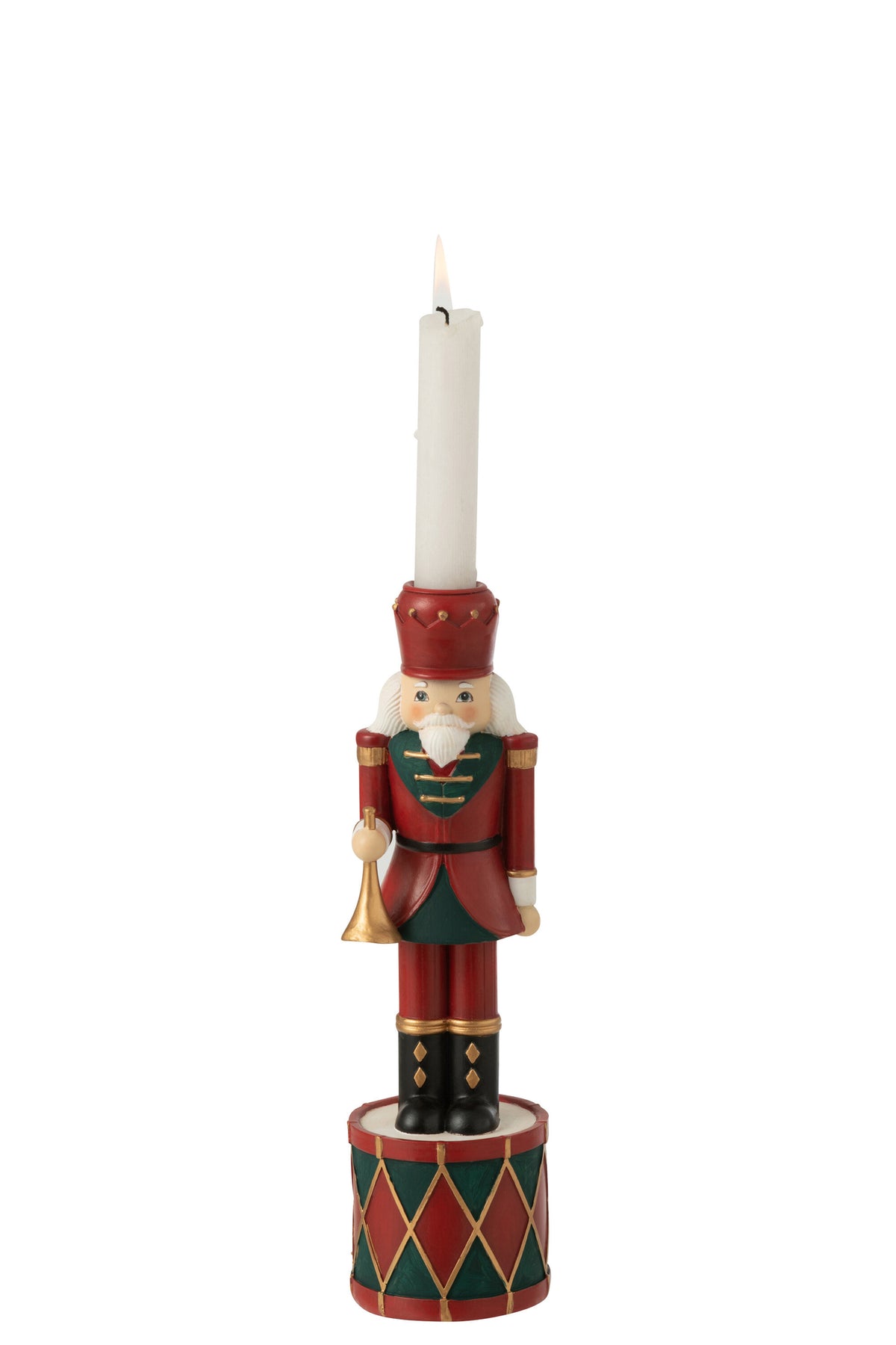 Candleholder Nutcracker Resin Red/Green Small - Tuincentrum Lopik