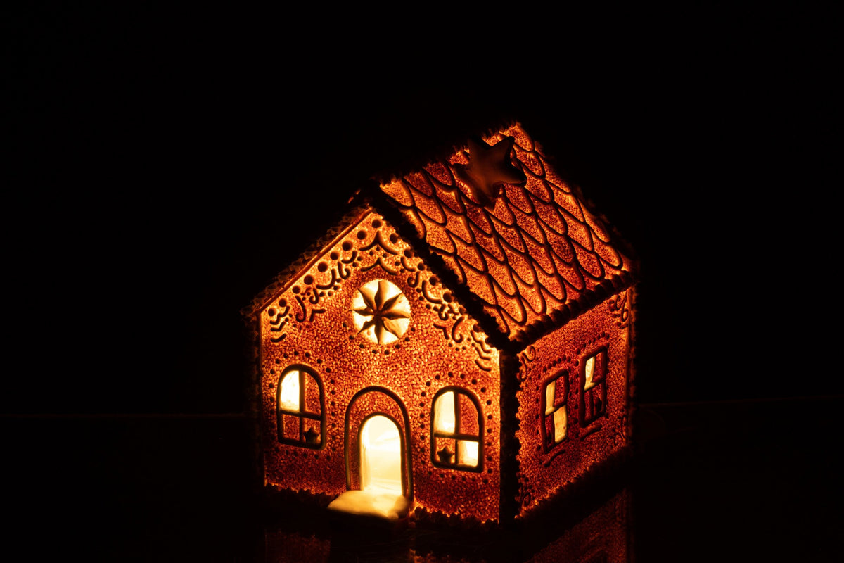 J-Line gingerbread huis ster resin bruin medium 17,5 cm