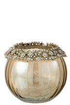 J-LINE TEALIGHT HOLDER VOLVE METAL/GLASS GOLD/BRONZE LARGE