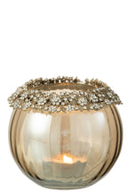 J-LINE TEALIGHT HOLDER VOLVE METAL/GLASS GOLD/BRONZE LARGE