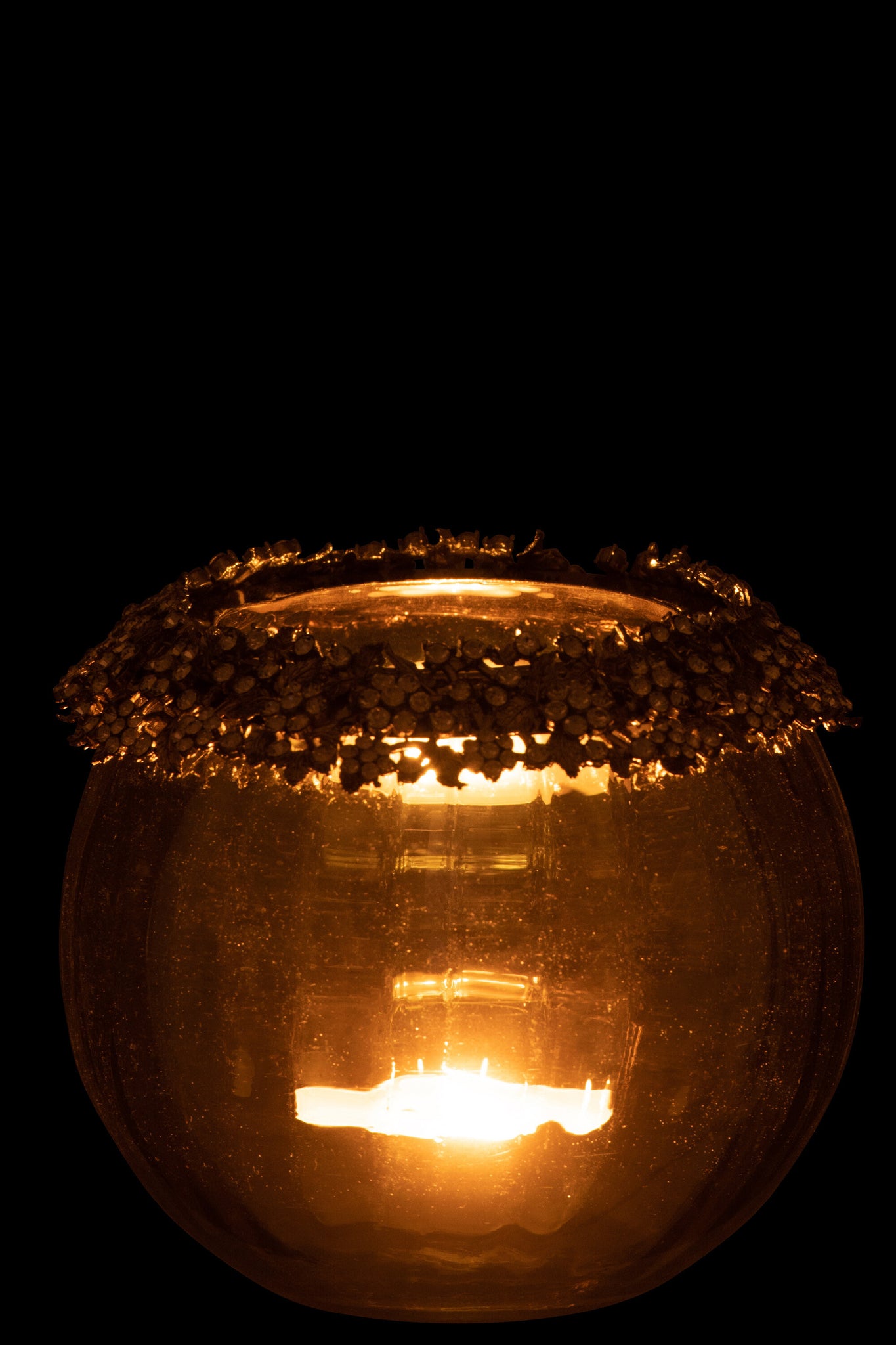 J-LINE TEALIGHT HOLDER VOLVE METAL/GLASS GOLD/BRONZE LARGE