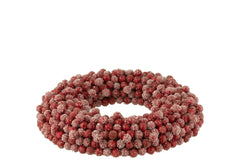 J-LINE KERSTKRANS ROUND BERRIES POLYFOAM/PAPIER ROOD KLEIN 35 CM