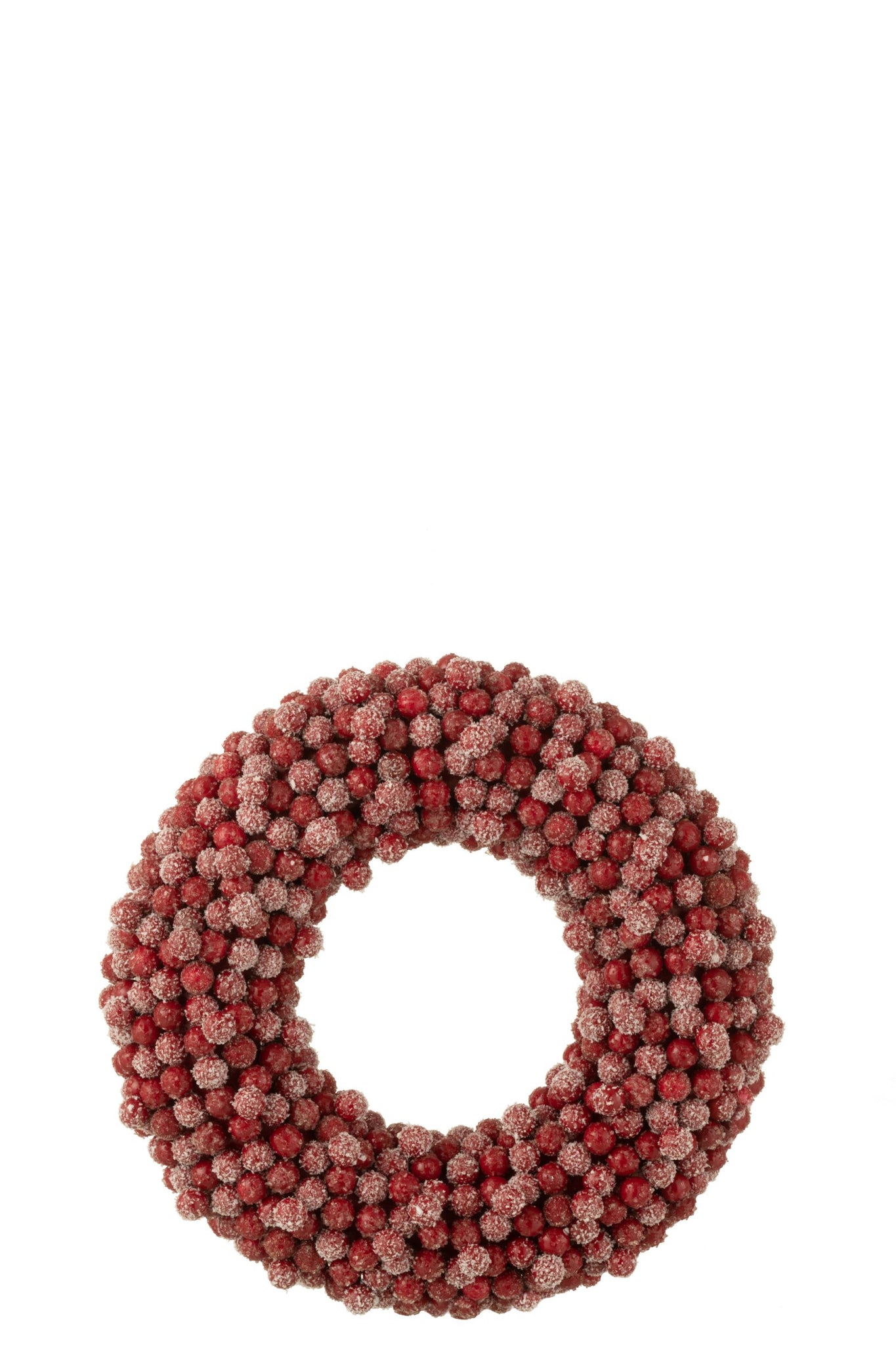 J-LINE KERSTKRANS ROUND BERRIES POLYFOAM/PAPIER ROOD KLEIN 35 CM