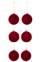J-LINE DOOS VAN 6 KERSTBALLEN FLUWEEL ROOD KLEIN - Tuincentrum Lopik