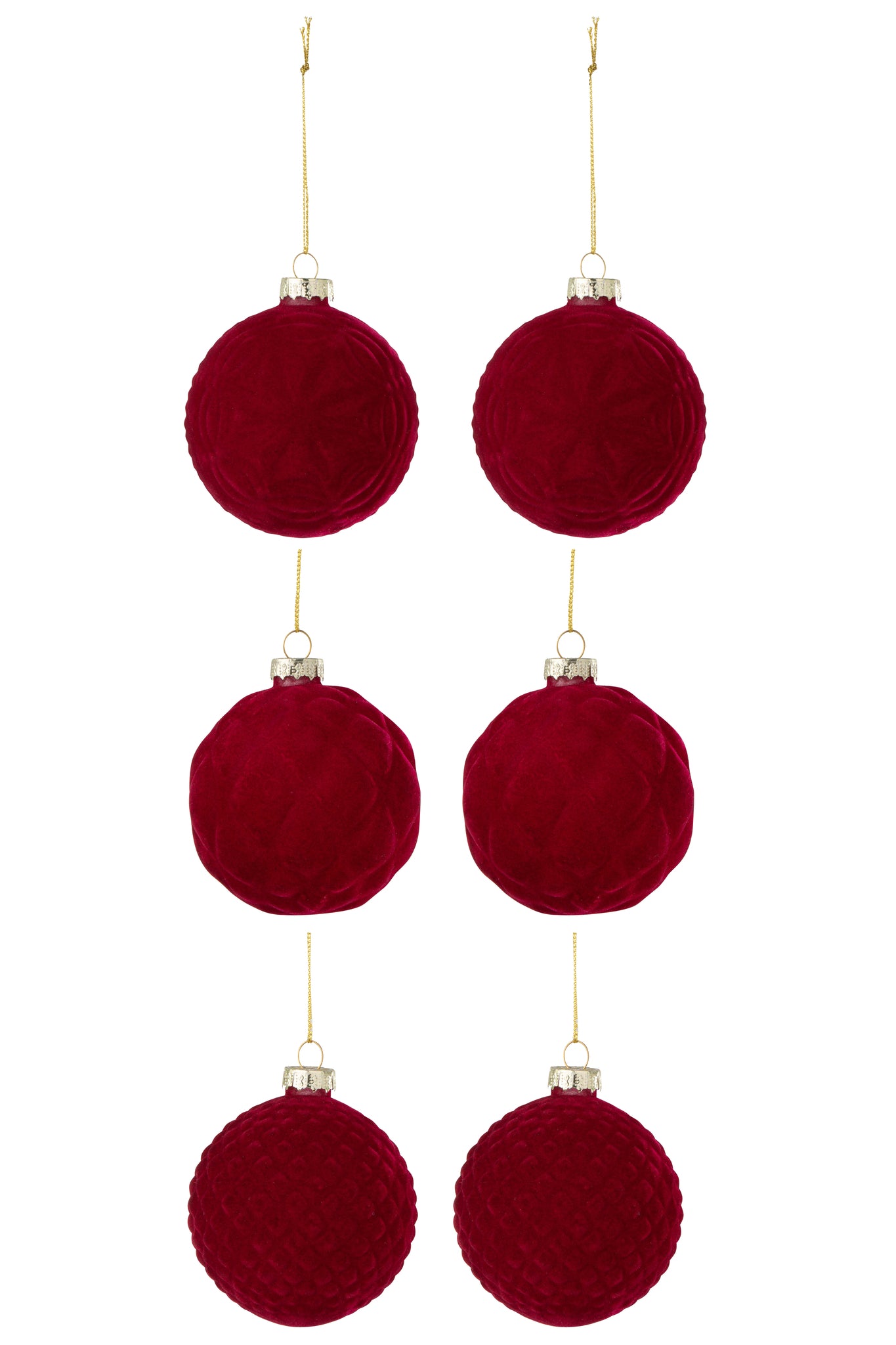 J-LINE DOOS VAN 6 KERSTBALLEN FLUWEEL ROOD KLEIN - Tuincentrum Lopik