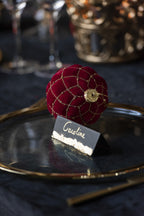 J-LINE DOOS VAN 4 KERSTBALLEN 2+2 LIJNEN/GERUIT FLUWEEL ROOD/GOUD - Tuincentrum Lopik