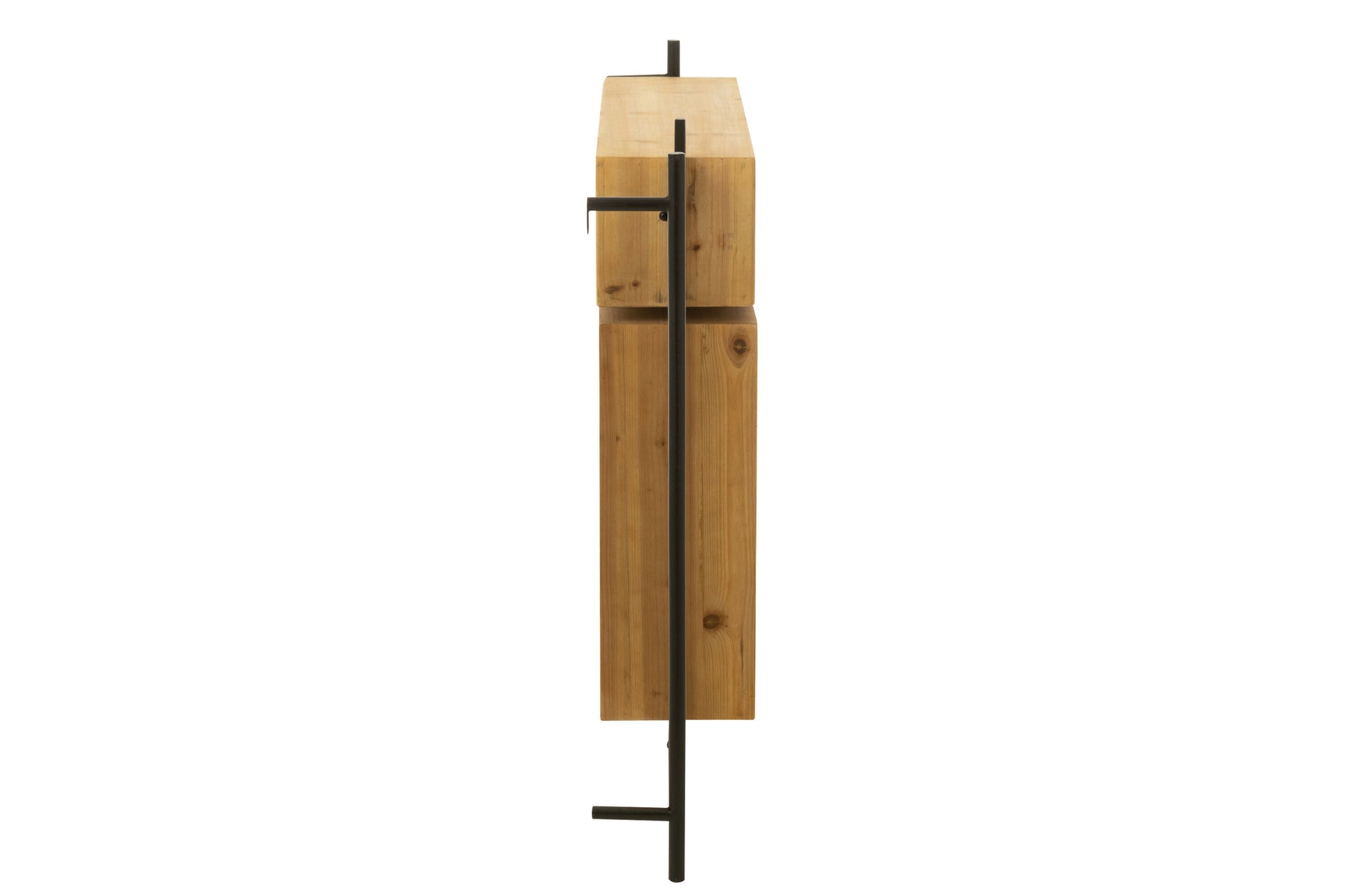 J-LINE WANDKAPSTOK MET SPIEGEL TINA DENNENHOUT/IJZER ZWART/NATUREL - 130 X 87 CM - Tuincentrum Lopik