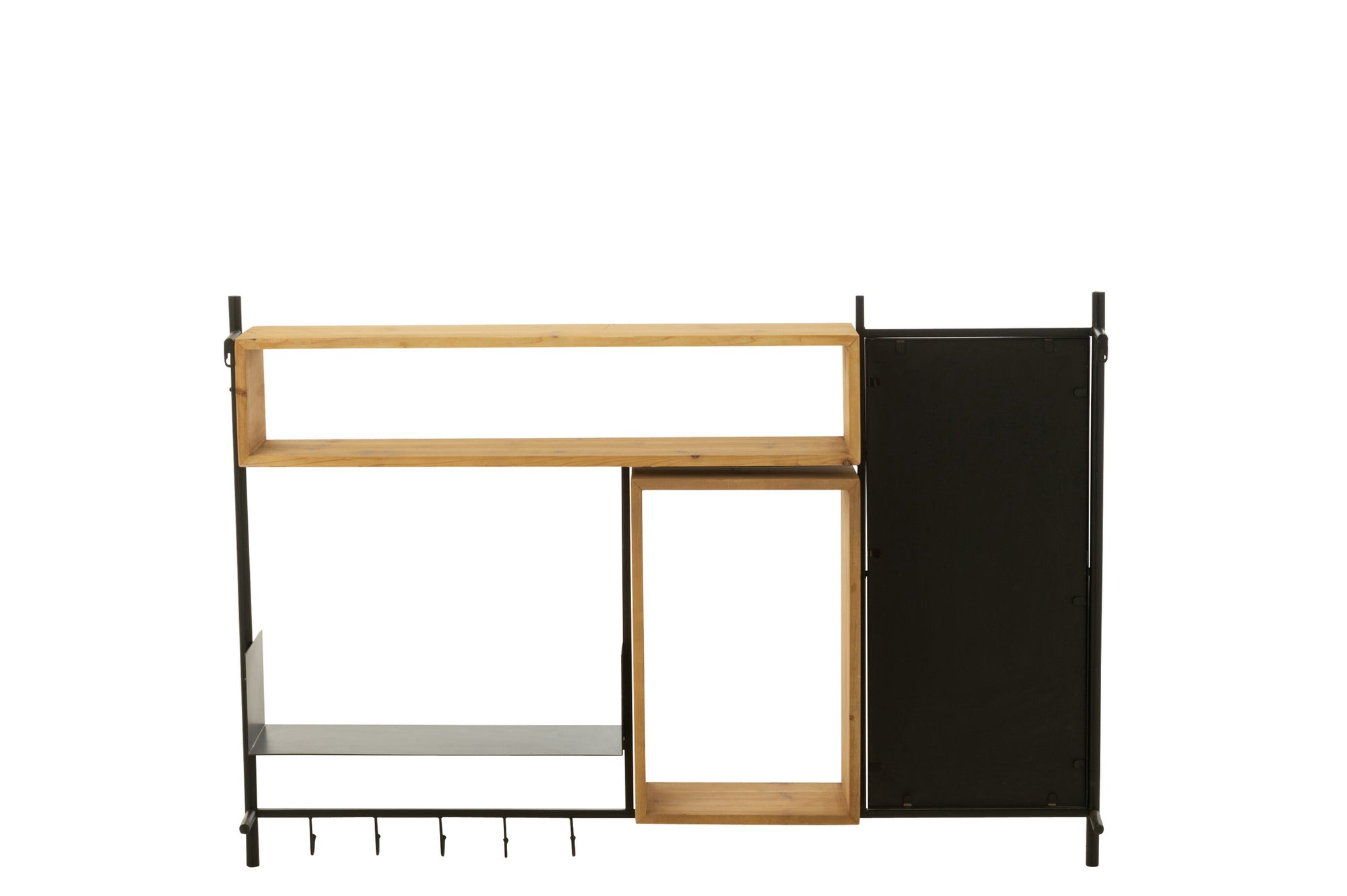 J-LINE WANDKAPSTOK MET SPIEGEL TINA DENNENHOUT/IJZER ZWART/NATUREL - 130 X 87 CM - Tuincentrum Lopik