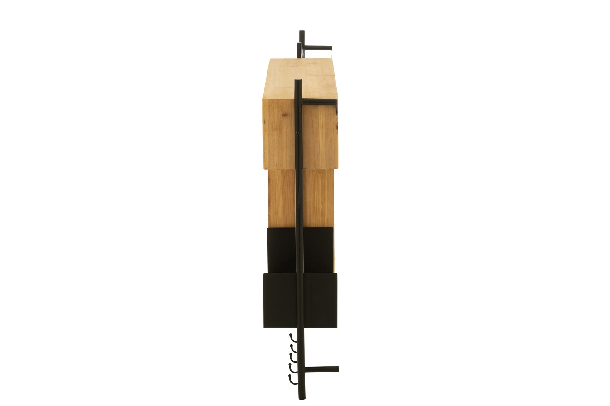 J-LINE WANDKAPSTOK MET SPIEGEL TINA DENNENHOUT/IJZER ZWART/NATUREL - 130 X 87 CM - Tuincentrum Lopik