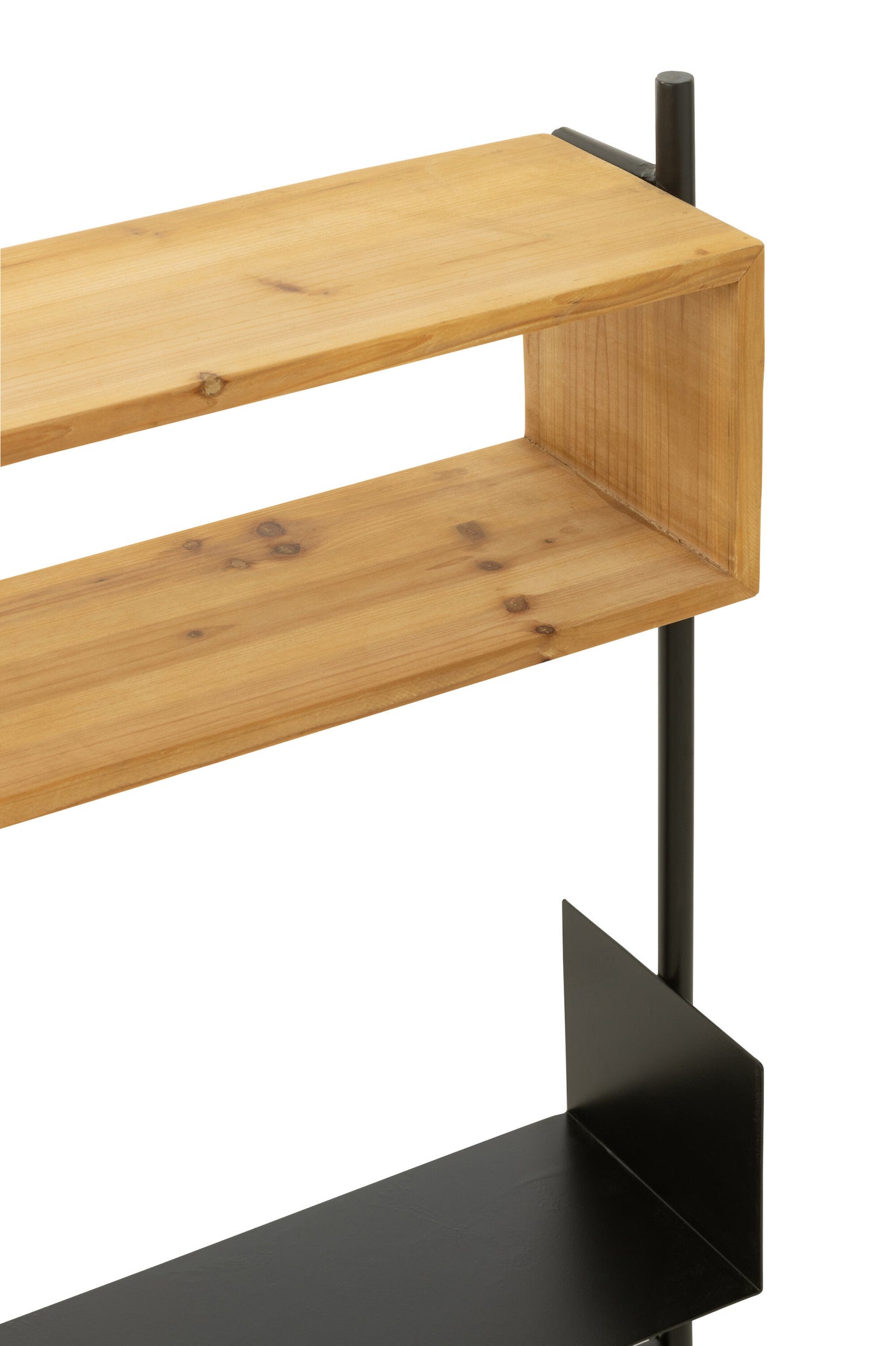 J-LINE WANDKAPSTOK MET SPIEGEL TINA DENNENHOUT/IJZER ZWART/NATUREL - 130 X 87 CM - Tuincentrum Lopik