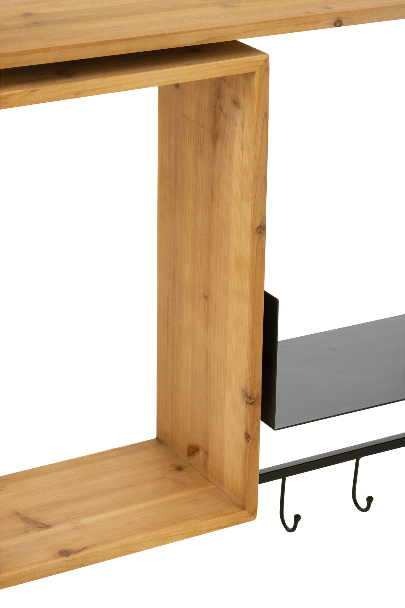 J-LINE WANDKAPSTOK MET SPIEGEL TINA DENNENHOUT/IJZER ZWART/NATUREL - 130 X 87 CM - Tuincentrum Lopik