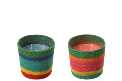 J-LINE GEURKAARS IN MANDJE ROZE WAX MIX KLEIN - 45 UUR BRANDTIJD (SET VAN 2) - Tuincentrum Lopik