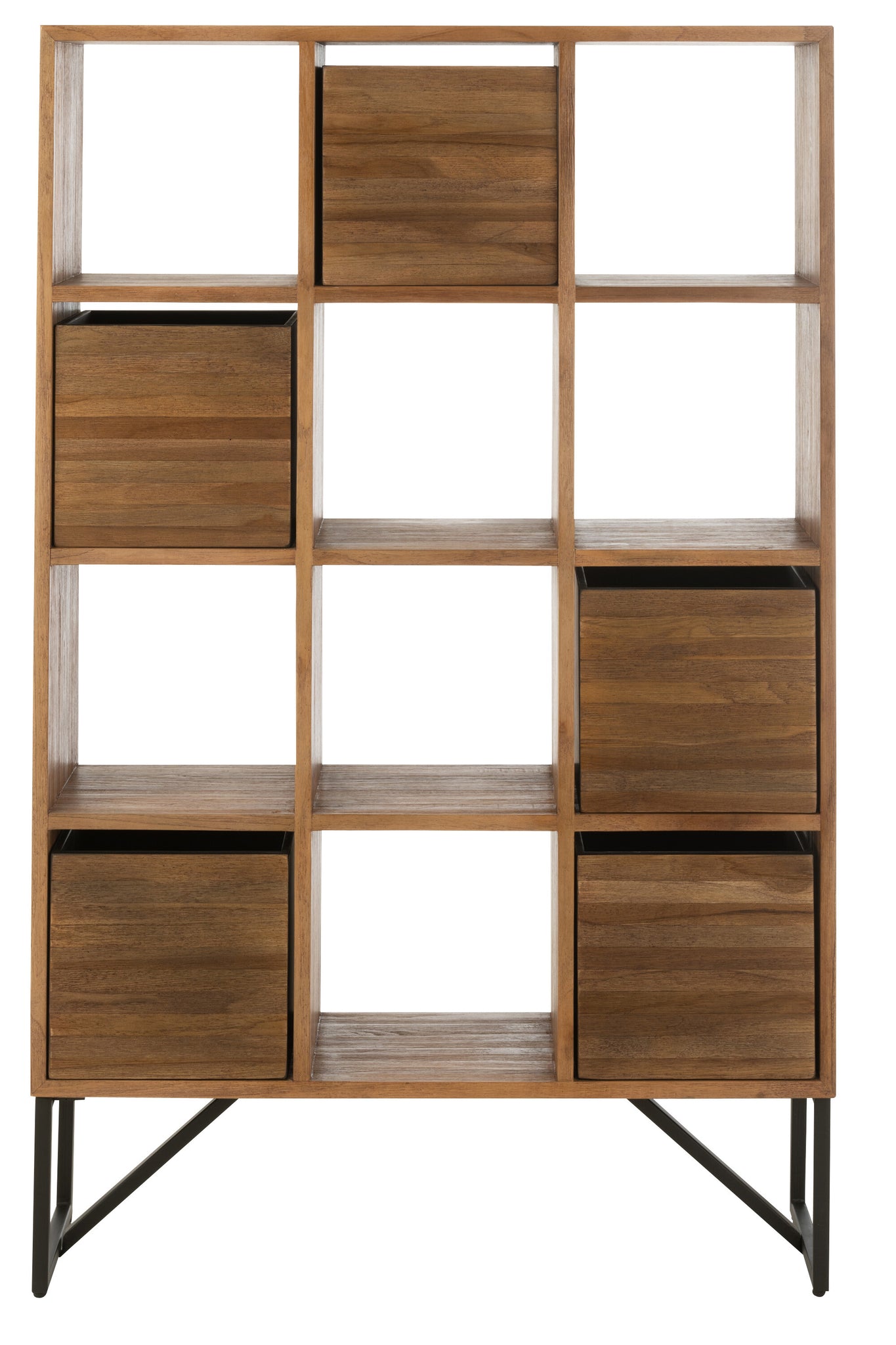 J-LINE KAST MET LADES GERECYCLED TEAK NATUREL - Tuincentrum Lopik