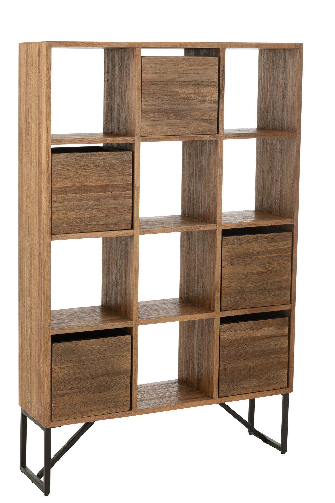 J-LINE KAST MET LADES GERECYCLED TEAK NATUREL - Tuincentrum Lopik