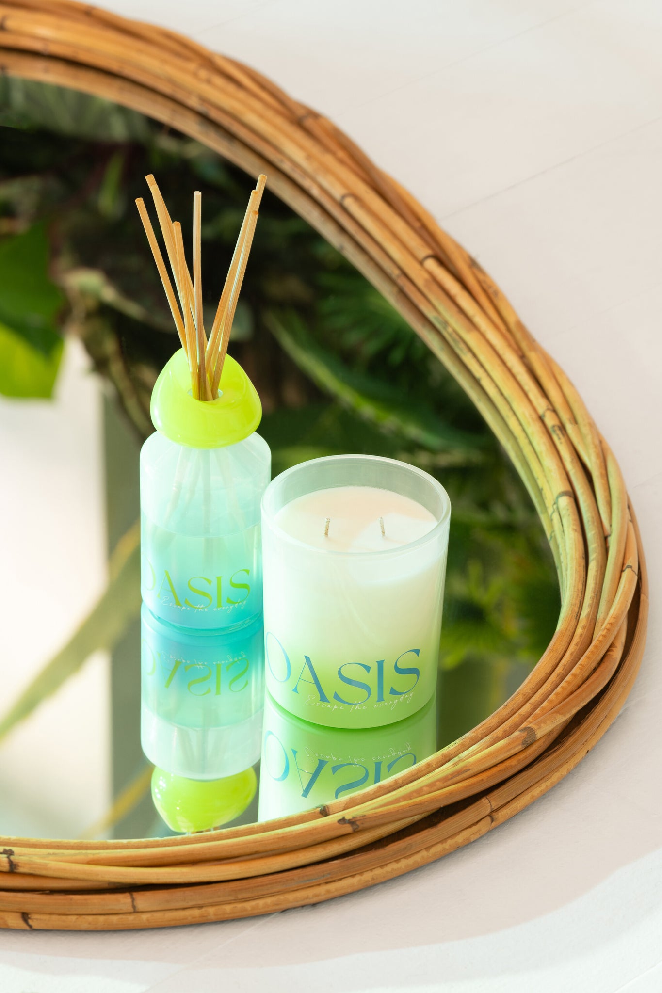 J-LINE SPIEGEL OVALO – ROTAN/GLAS – NATUUR – 95 CM - Tuincentrum Lopik