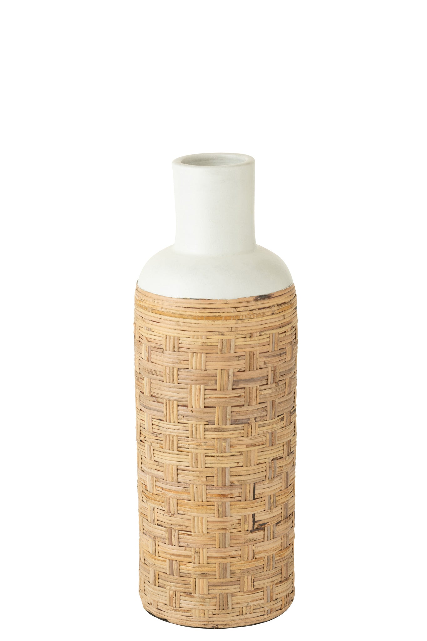 J-LINE VASE WEAVING TERRACOTA/RATTAN WHITE/NATURAL - Tuincentrum Lopik