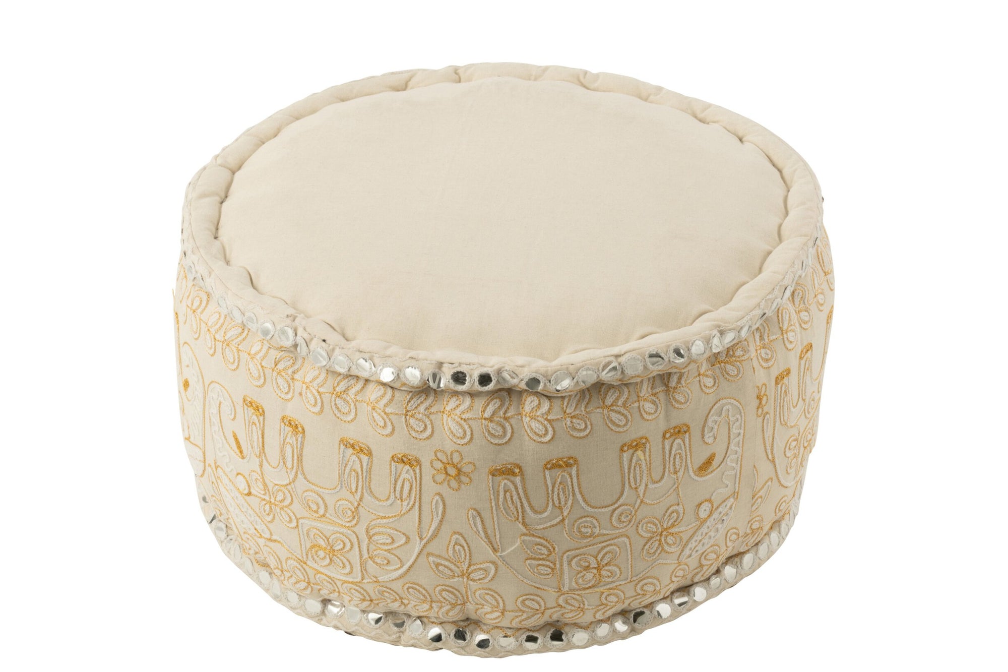 J-LINE POEF ROND KATOEN WIT LARGE 54 CM
