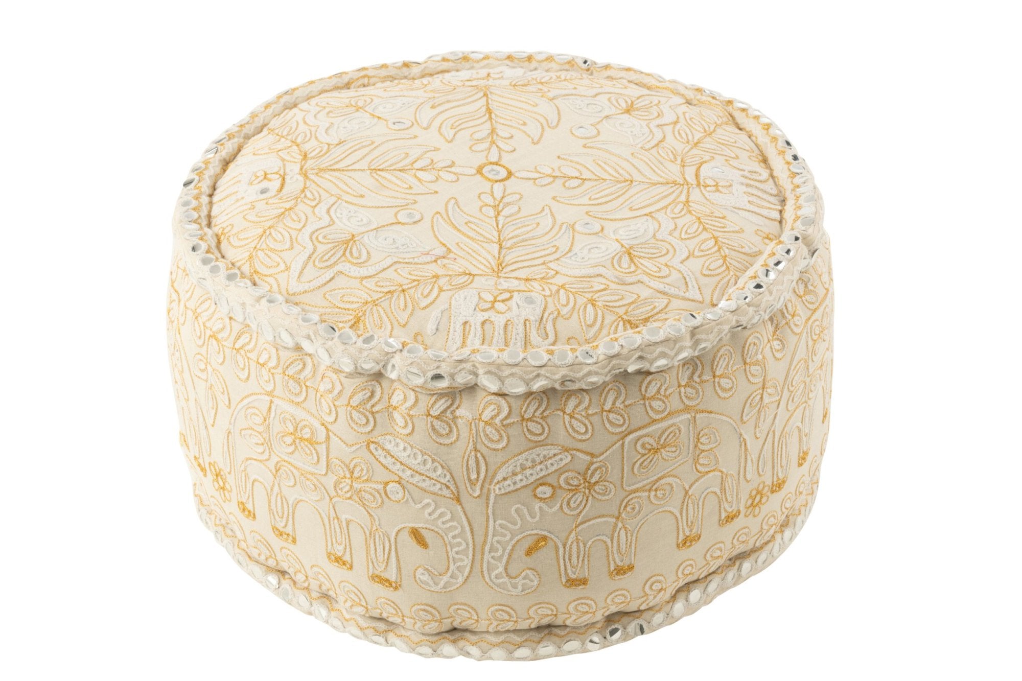 J-LINE POEF ROND KATOEN WIT LARGE 54 CM