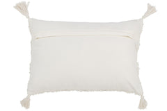 J-LINE KUSSEN TUFTED MET KWASTJES & PAILLETTEN – KATOEN – WIT/GOUD – 60×40 CM