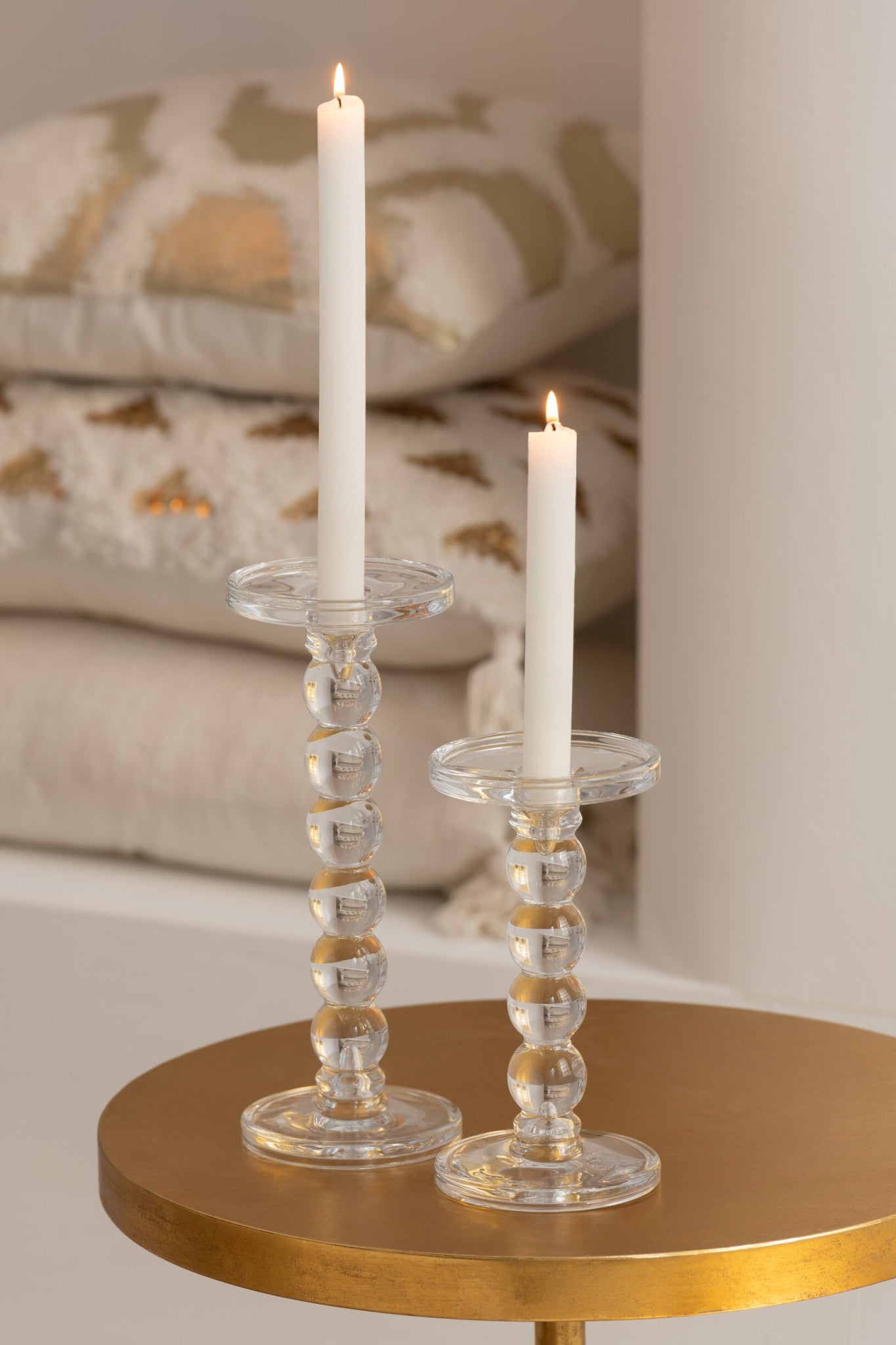 J-LINE KUSSEN TUFTED MET KWASTJES & PAILLETTEN – KATOEN – WIT/GOUD – 60×40 CM