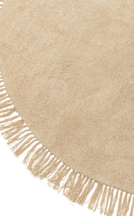 J-LINE ROND VLOERKLEED MET FRANJES KATOEN BEIGE Ø150 CM