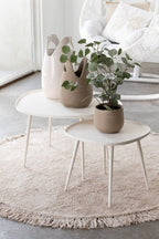 J-LINE ROND VLOERKLEED MET FRANJES KATOEN BEIGE Ø150 CM