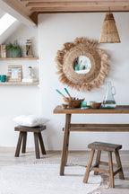 J-LINE ROND VLOERKLEED MET FRANJES KATOEN BEIGE Ø150 CM