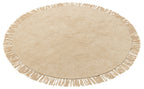 J-LINE ROND VLOERKLEED MET FRANJES KATOEN BEIGE Ø150 CM