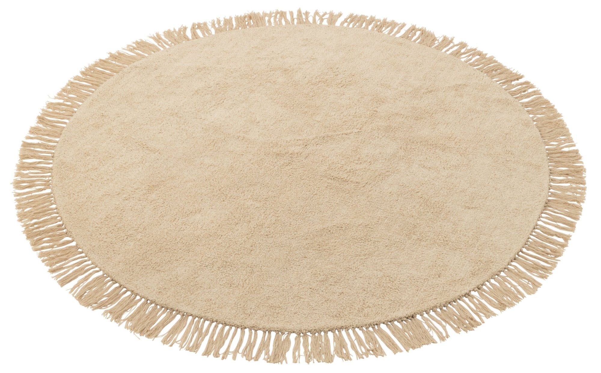 J-LINE ROND VLOERKLEED MET FRANJES KATOEN BEIGE Ø150 CM