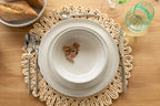 J-LINE PLACEMAT ROND FLOWER + CIRCLES MAÏS NATUREL Ø38 CM