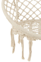 J-LINE HANGSTOEL MACRAMÉ MET KWASTJES POLYESTER BEIGE - Tuincentrum Lopik