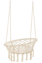 J-LINE HANGSTOEL MACRAMÉ MET KWASTJES POLYESTER BEIGE - Tuincentrum Lopik