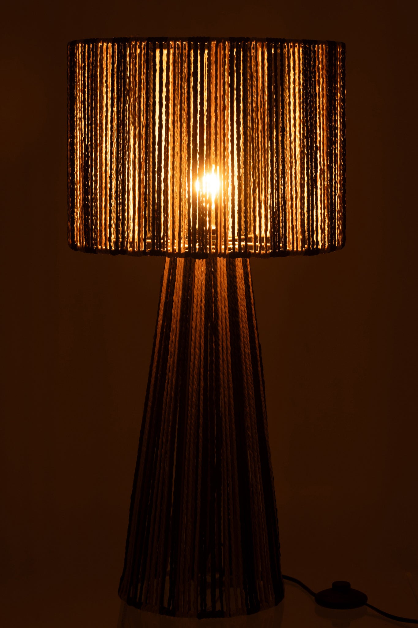 J-LINE TAFELLAMP STRIPES STRINGS METAAL/PAPIER ZWART/NATUREL Ø36X69CM E27 - Tuincentrum Lopik