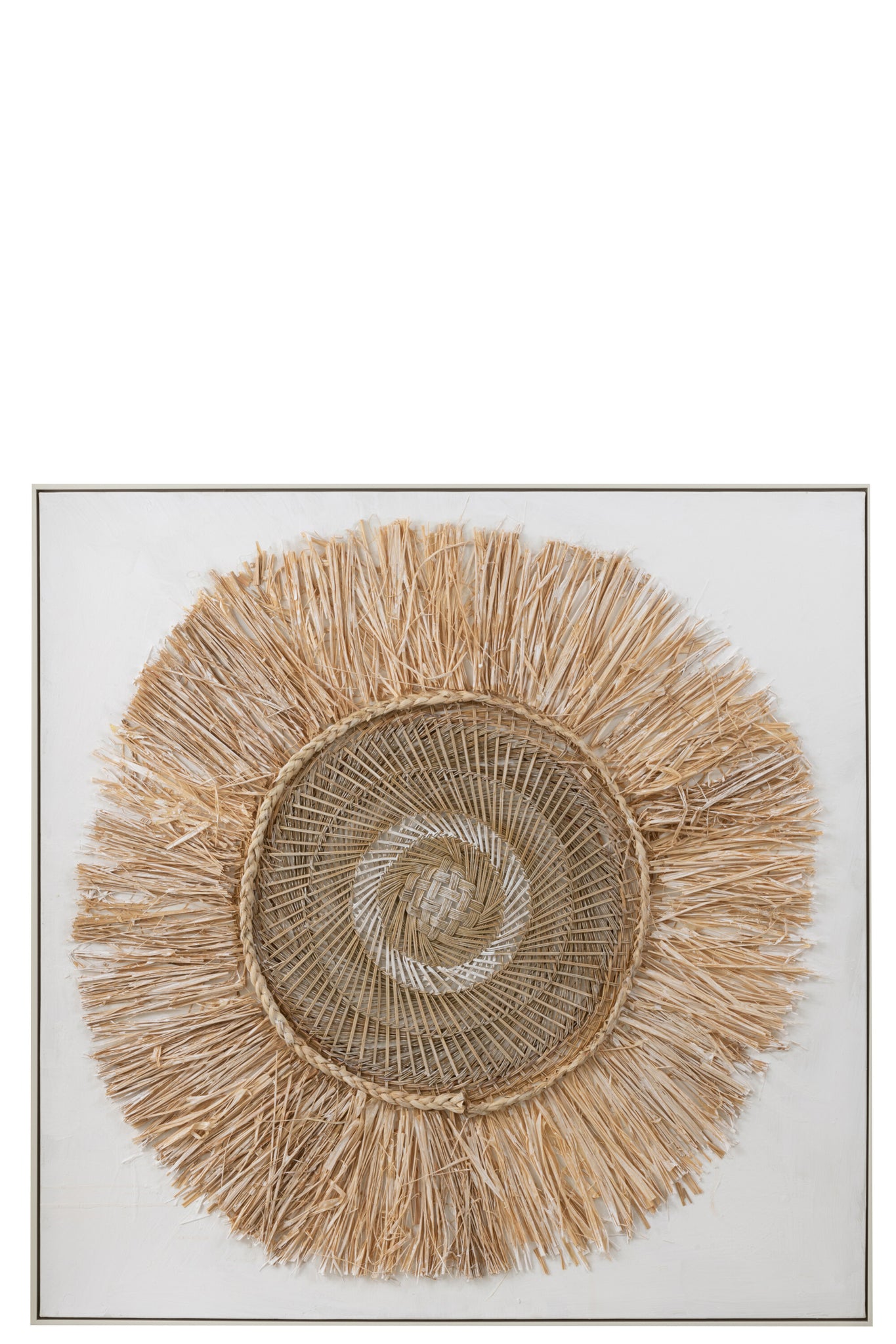 J-LINE WANDDECORATIE IBIZA CIRKEL CANVAS/VERF CRÈME/WIT LARGE