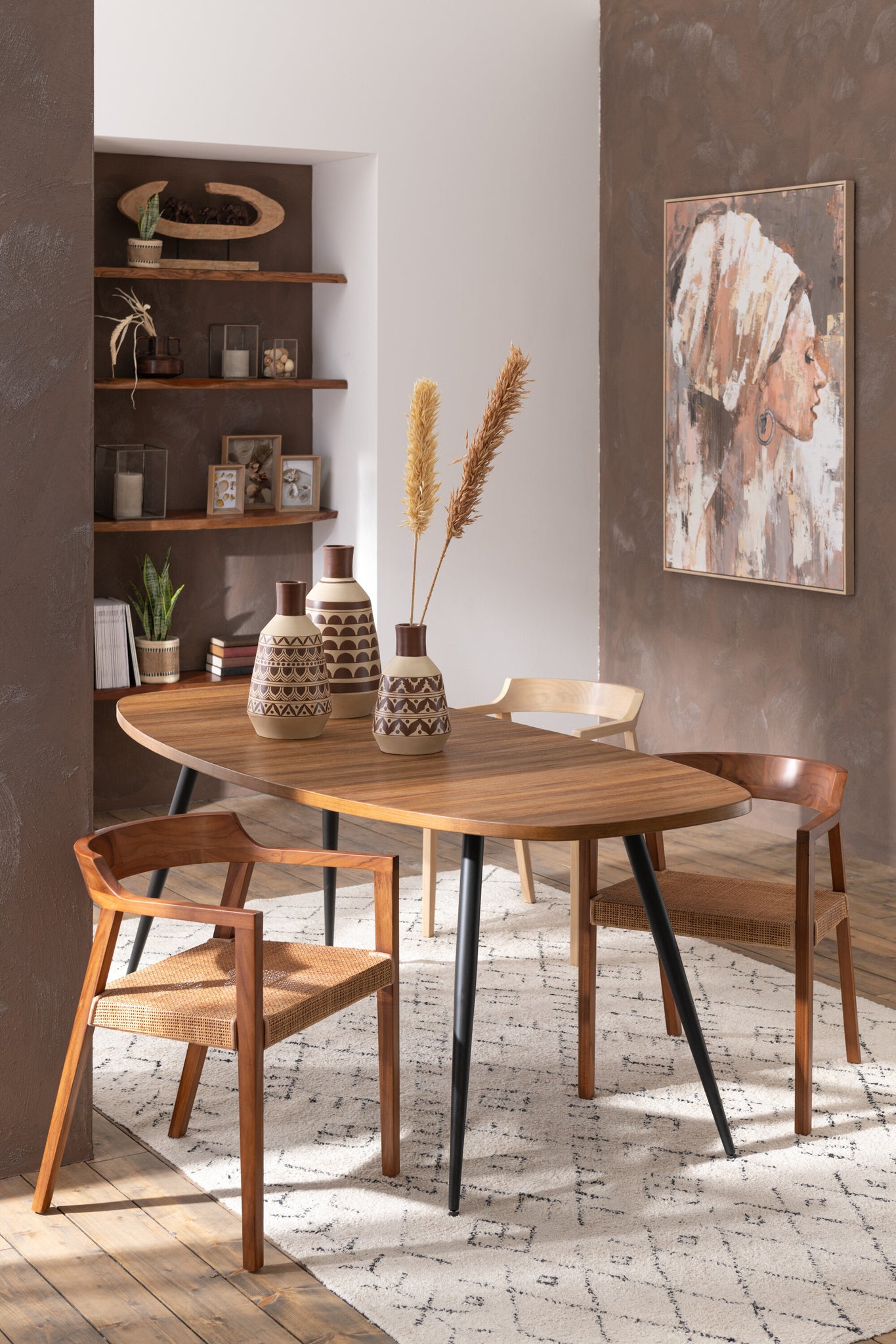J-LINE DINING CHAIR SQUARE OPEN WEBBING TEAK WOOD BROWN - Tuincentrum Lopik