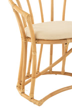 J-LINE STOEL + KUSSEN ROTAN/TEXTIEL NATUREL/WIT - Tuincentrum Lopik