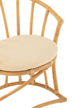J-LINE STOEL + KUSSEN ROTAN/TEXTIEL NATUREL/WIT - Tuincentrum Lopik