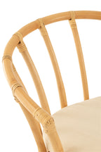 J-LINE STOEL + KUSSEN ROTAN/TEXTIEL NATUREL/WIT - Tuincentrum Lopik