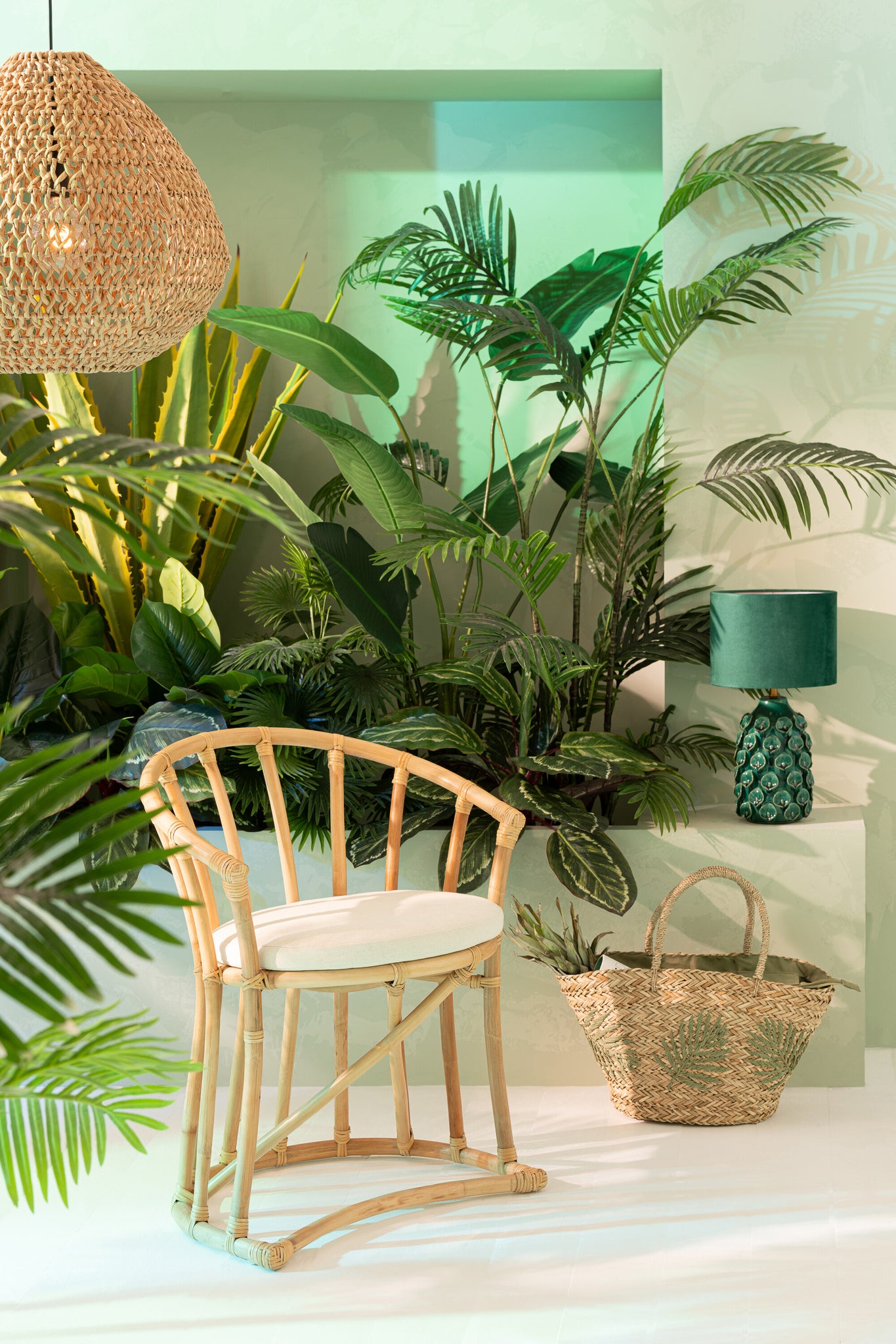 J-LINE STOEL + KUSSEN ROTAN/TEXTIEL NATUREL/WIT - Tuincentrum Lopik