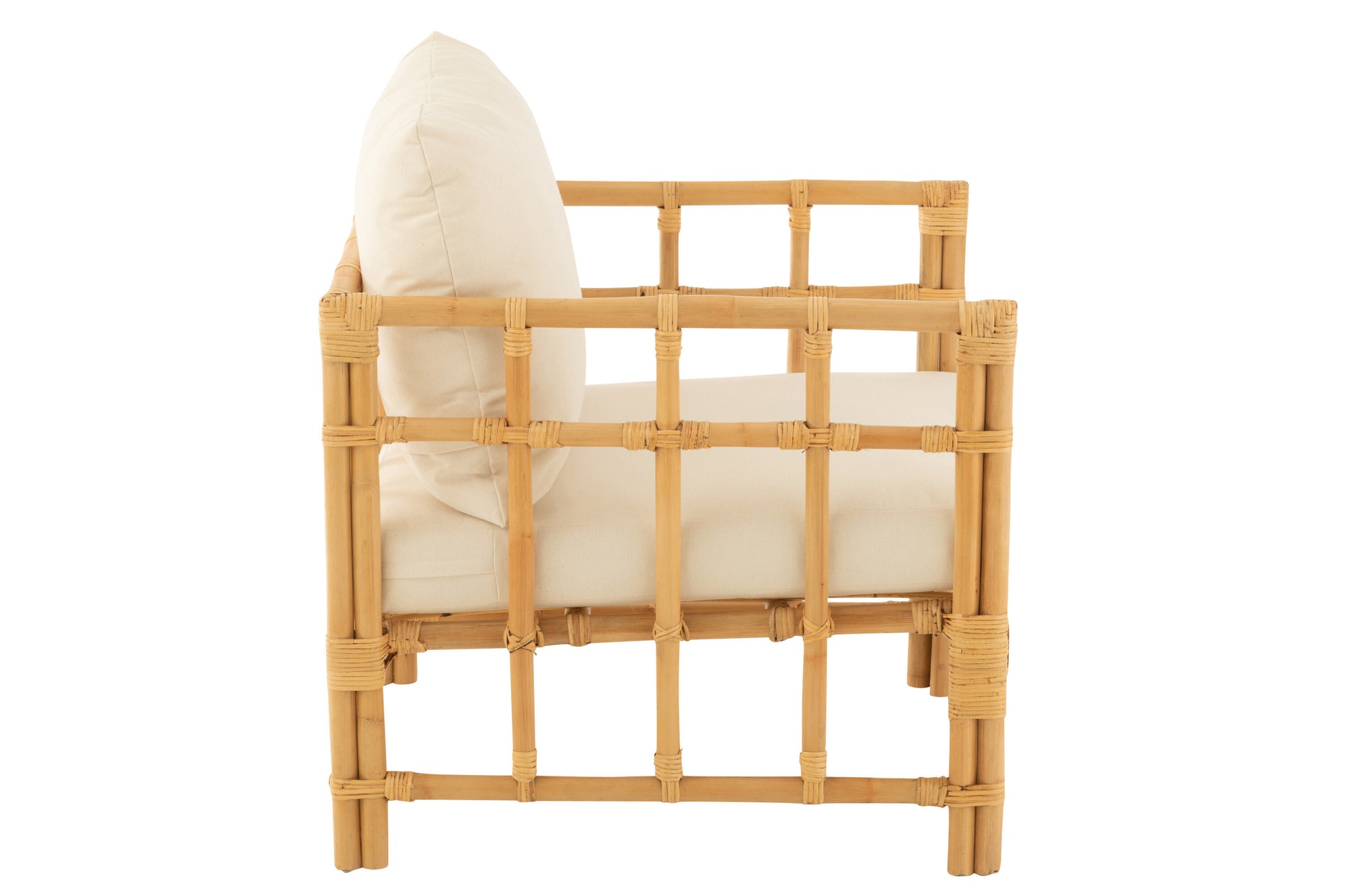 J-LINE ARM CHAIR ELISE + KUSSEN – RATTAN/TEXTIEL – NATURAL/WHITE – 73 CM - Tuincentrum Lopik