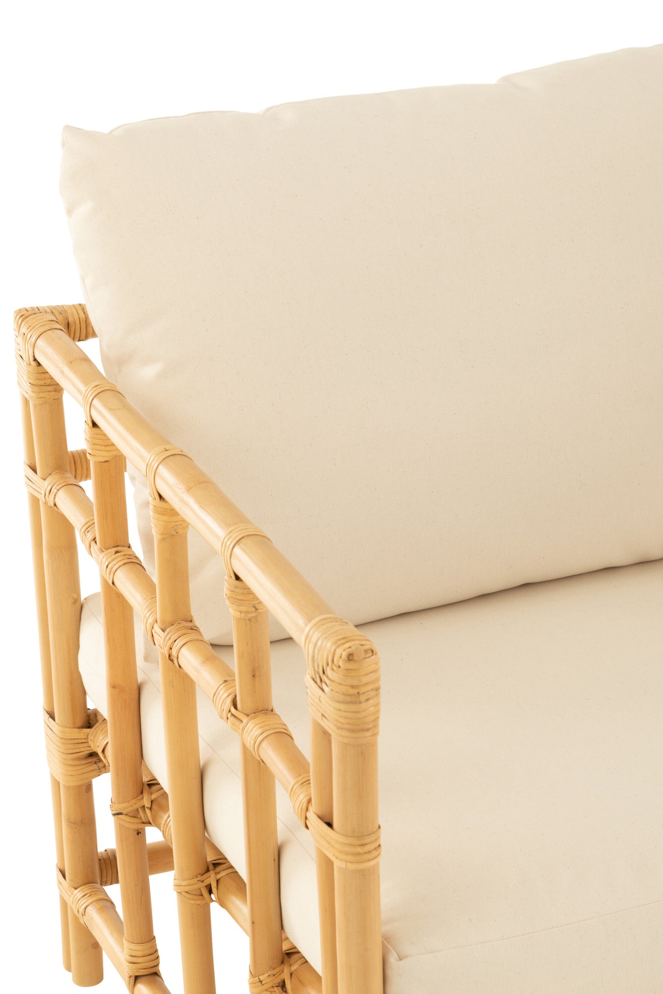 J-LINE ARM CHAIR ELISE + KUSSEN – RATTAN/TEXTIEL – NATURAL/WHITE – 73 CM - Tuincentrum Lopik