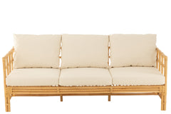 J-LINE SOFA ELISE + KUSSEN 3-PERSOONS ROTAN/TEXTIEL NATURAL/WIT - Tuincentrum Lopik