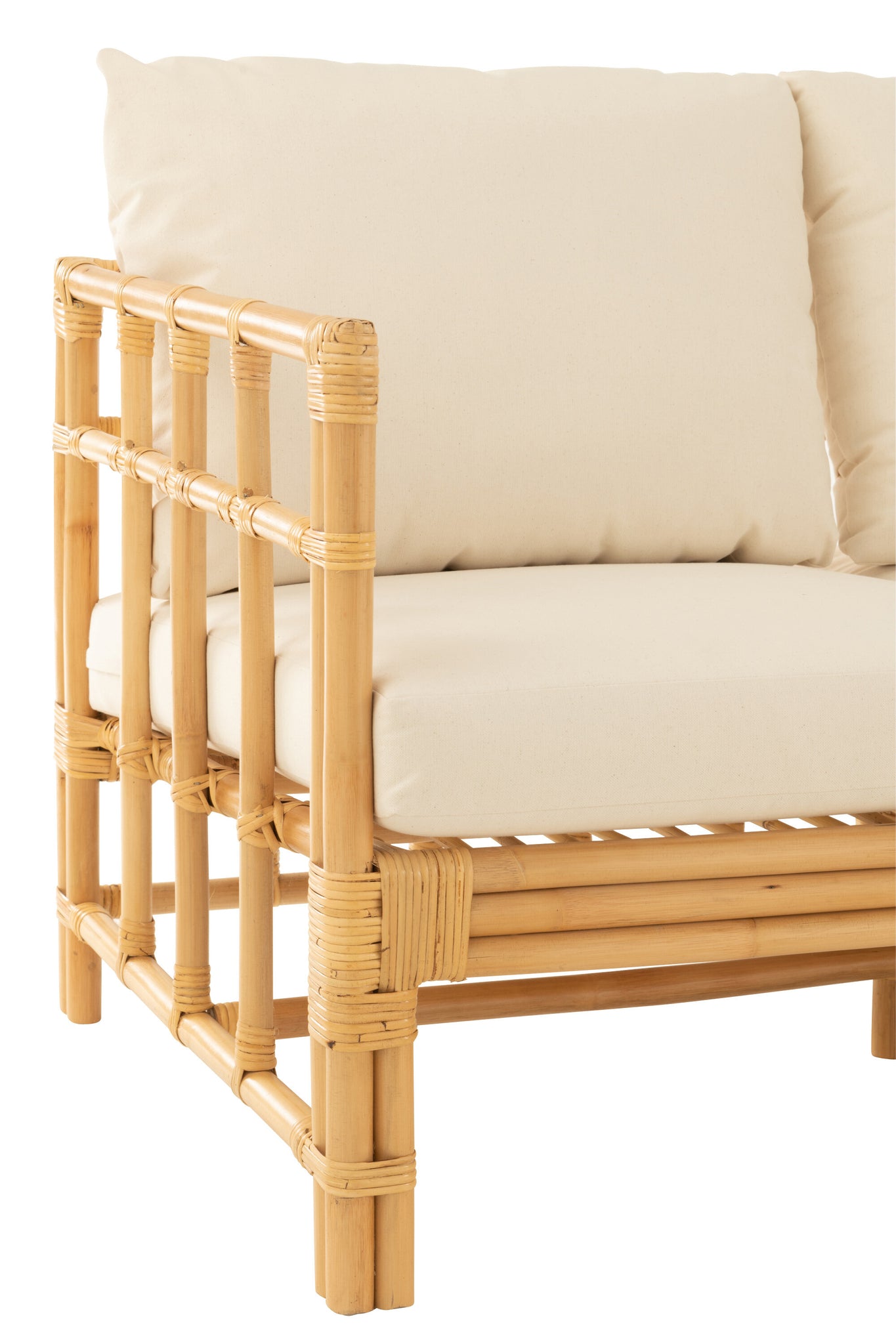 J-LINE SOFA ELISE + KUSSEN 3-PERSOONS ROTAN/TEXTIEL NATURAL/WIT - Tuincentrum Lopik