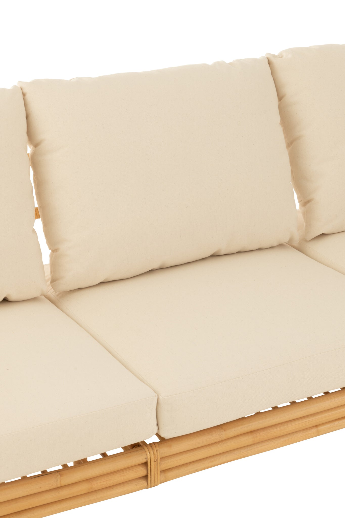 J-LINE SOFA ELISE + KUSSEN 3-PERSOONS ROTAN/TEXTIEL NATURAL/WIT - Tuincentrum Lopik