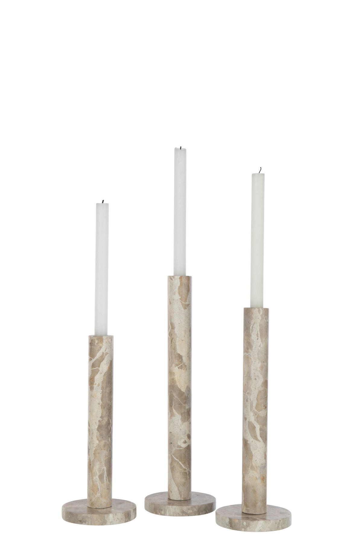 Set Of 3 Candle Holder Marble Beige - Tuincentrum Lopik
