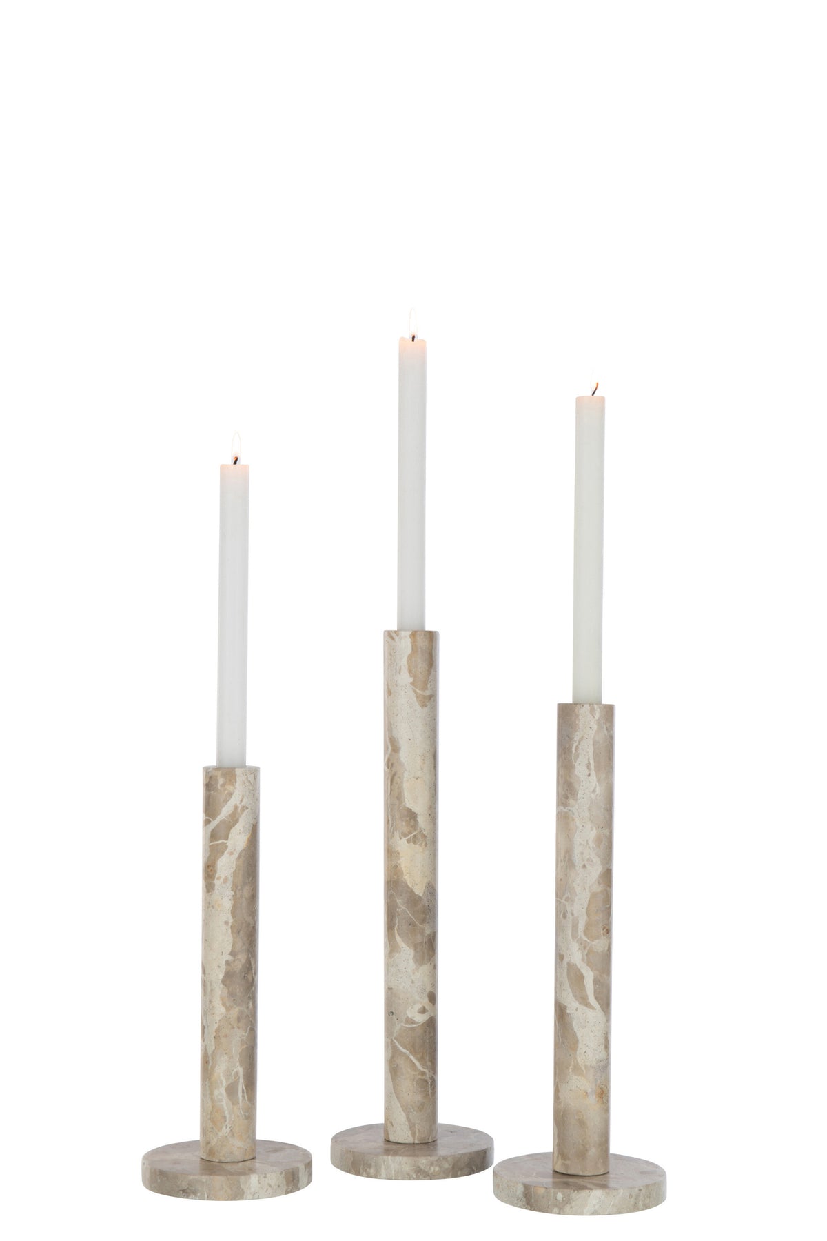 Set Of 3 Candle Holder Marble Beige - Tuincentrum Lopik